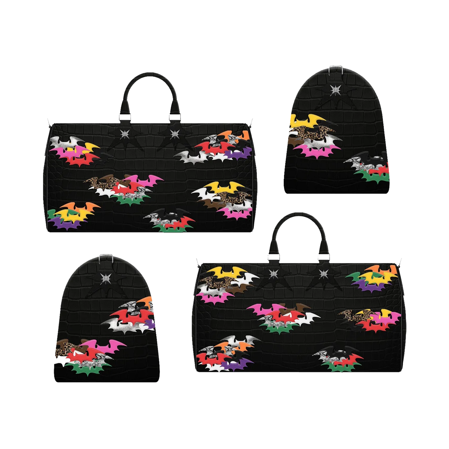Crocodile Patchwork Leather Duffle Bag