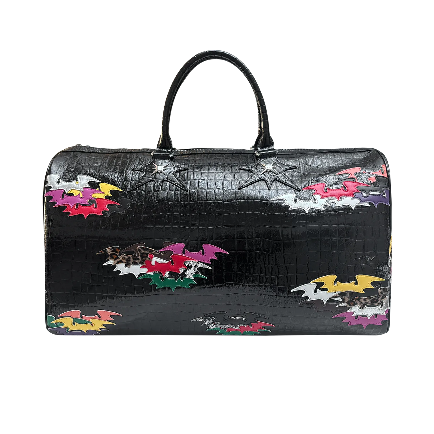 Crocodile Patchwork Leather Duffle Bag
