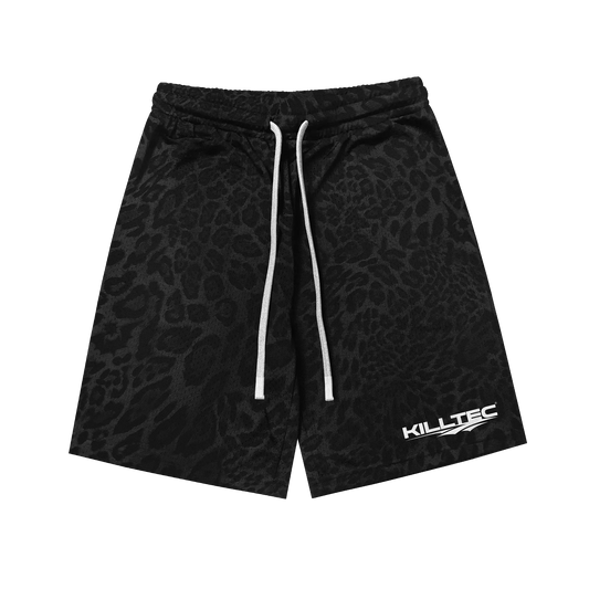 Black Leopard Mesh Shorts